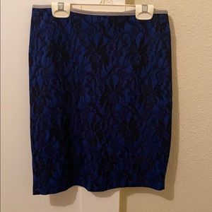 XXI BLUE WITH BLACK LACE SKIRT